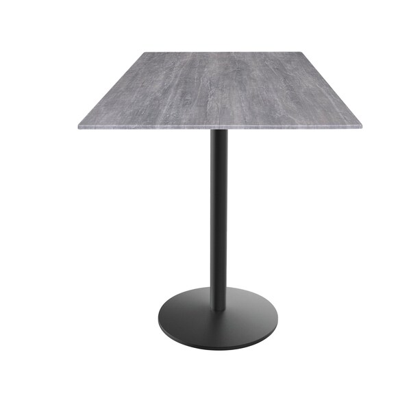 Holland Bar Stool Co 42 Tall OD214 Black Table Base w22 Dia Foot and 36x36 Square Greystone Top, IndoorOutdoor OD214-2242BWODS36SQGryStn - main